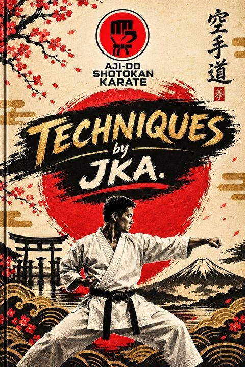 Front cover of Techniques by JKA, the illustrated Shotokan karate book by Aji-Do Shotokan Karate Academy
